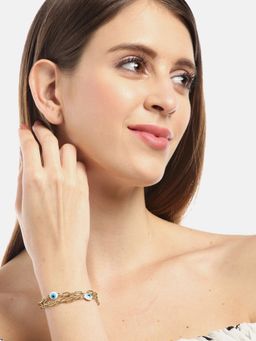 Blueberry - Evil Eye Gold Plated Inter Lock Chain Bracelet