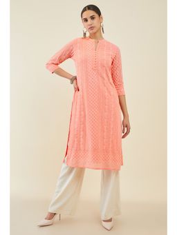 Soch - Women Pink Georgette Embroidered Kurta