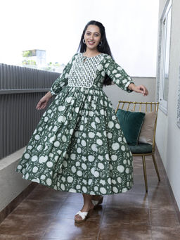 Aaheli - Eshana Floral Block Printed Dress