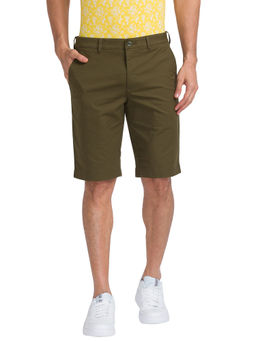 ColorPlus - Comfortable Fit Printed Medium Green Shorts