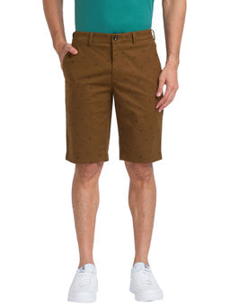 ColorPlus - Comfortable Fit Printed Medium Brown Shorts