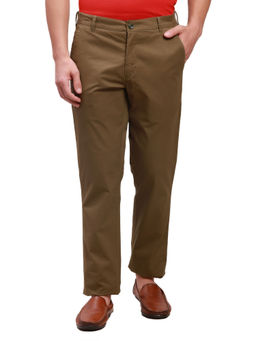 ColorPlus - Comfortable Fit Solid Medium Brown Trouser