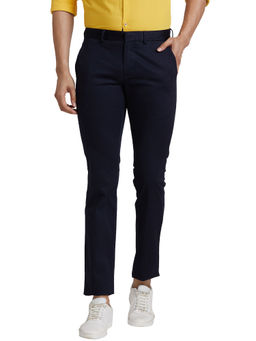 Park Avenue - Super Slim Fit Self Design Blue Trouser