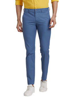 Park Avenue - Super Slim Fit Printed Medium Blue Trouser