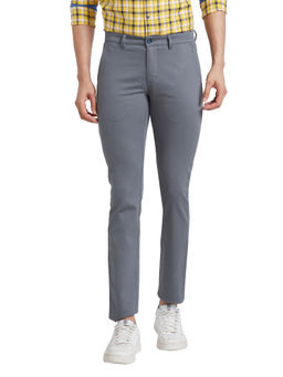 Park Avenue - Super Slim Fit Woven Design Medium Grey Trouser