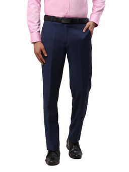 Park Avenue - Luxus Fit Self Design Blue Trouser
