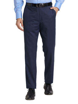 Park Avenue - Luxus Fit Self Design Blue Trouser