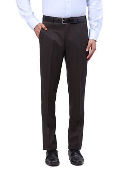 Park Avenue - Luxus Fit Self Design Medium Brown Trouser