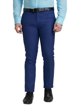 Park Avenue - Super Slim Fit Self Design Blue Trouser