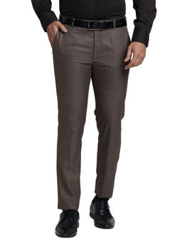 Park Avenue - Super Slim Fit Checkered Medium Brown Trouser