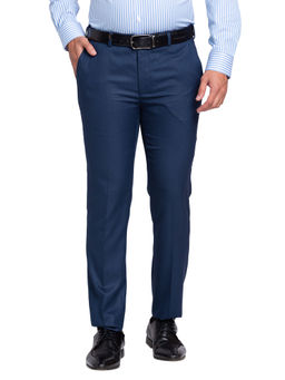 Park Avenue - Super Slim Fit Self Design Blue Trouser