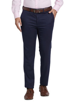 Park Avenue - Super Slim Fit Self Design Blue Trouser