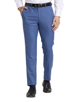 Park Avenue - Super Slim Fit Solid Medium Blue Trouser