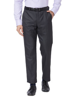 Park Avenue - Regular Fit Self Design Grey Trouser