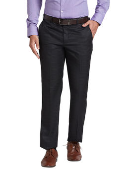 Park Avenue - Regular Fit Checkered Black Trouser