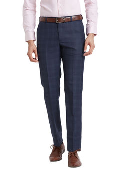 Park Avenue - Regular Fit Checkered Blue Trouser