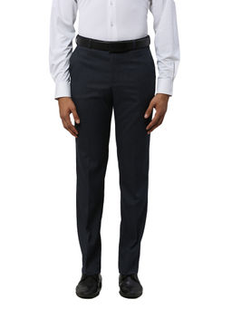 Park Avenue - Regular Fit Self Design Blue Trouser