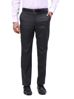 Park Avenue - Regular Fit Self Design Black Trouser