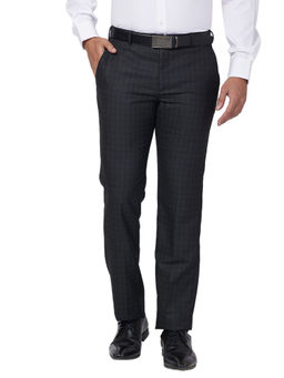 Park Avenue - Regular Fit Checkered Black Trouser