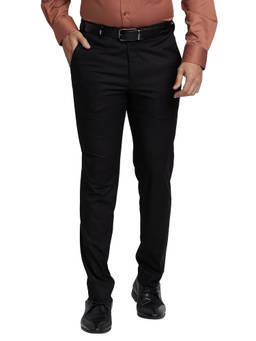 Park Avenue - Super Slim Fit Checkered Black Trouser