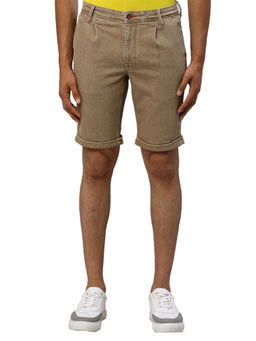 Raymond - Slim Fit Solid Khaki Shorts