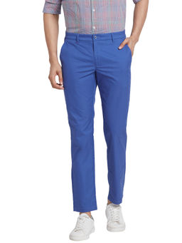 Raymond - Slim Fit Solid Medium Blue Trouser