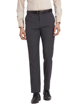 Raymond - Comfortable Fit Checkered Black Trouser