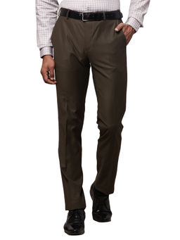 Raymond - Slim Fit Solid Brown Trouser