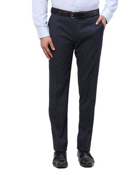 Raymond - Slim Fit Self Design Blue Trouser