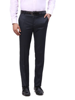Raymond - Slim Fit Solid Blue Trouser