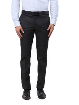 Raymond - Slim Fit Solid Black Trouser