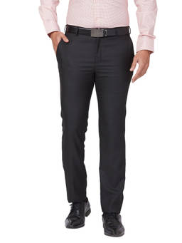 Raymond - Slim Fit Solid Black Trouser
