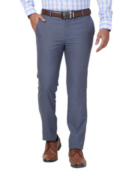 Raymond - Slim Fit Solid Medium Blue Trouser