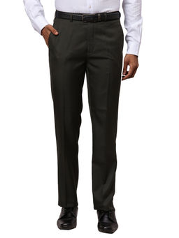 Raymond - Comfortable Fit Solid Green Trouser