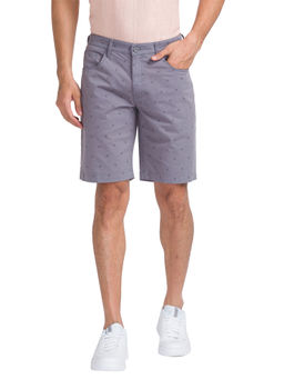 Parx - Regular Fit Printed Medium Grey Shorts