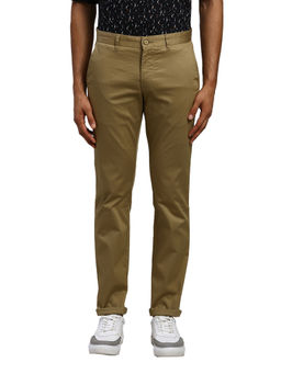 Parx - Tapered Fit Solid Khaki Trouser