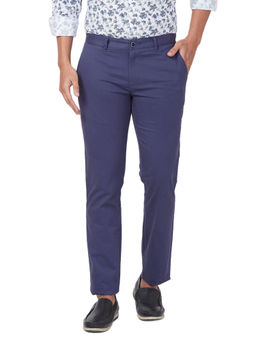 Parx - Tapered Fit Solid Blue Trouser