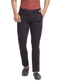 Parx - Super Slim Fit Solid Black Trouser