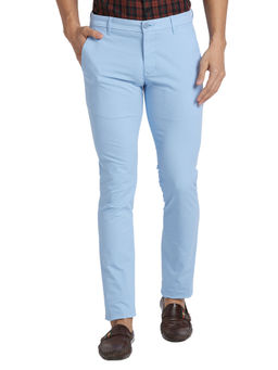 Parx - Super Slim Fit Solid Blue Trouser