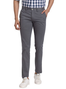 Parx - Super Slim Fit Printed Grey Trouser