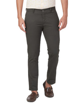 Parx - Slim Tapered Fit Solid Green Trouser