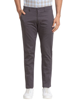Parx - Tapered Fit Printed Grey Trouser