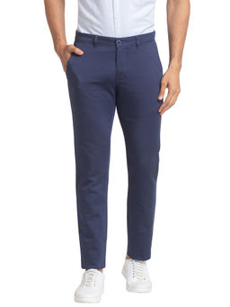 Parx - Tapered Fit Printed Medium Blue Trouser
