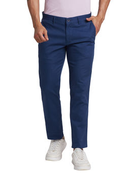 Parx - Tapered Fit Solid Blue Trouser