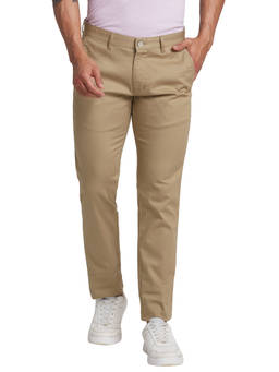 Parx - Tapered Fit Solid Khaki Trouser