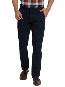 Parx - Tapered Fit Printed Black Trouser