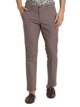 Parx - Tapered Fit Yarn Dyed Brown Trouser