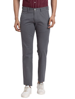 Parx - Tapered Fit Printed Grey Trouser