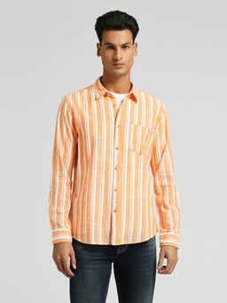 Pepe Jeans - Orange Arnaud Cotton Slub Stripes Shirt