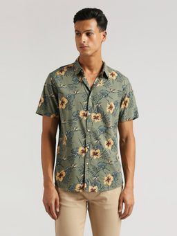 Pepe Jeans - Olive Benjiro Floral Printed Cotton Modal Shirt